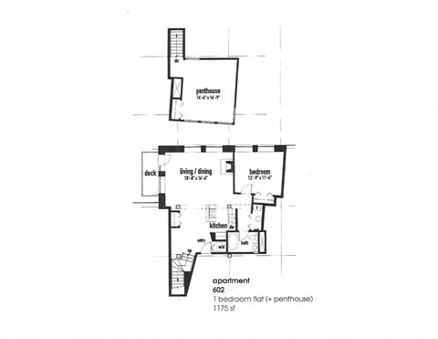 Floor plan for 2 beds, 1 bath, 1003 sqft